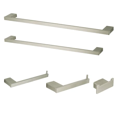 Kingston Brass BAHK6312478SN Metzinger 5-Piece Bathroom Accessory Set, Brushed Nickel BAHK6312478SN